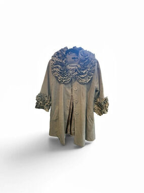 RYU Ruffled Collar Cape Coat in Brown Medium